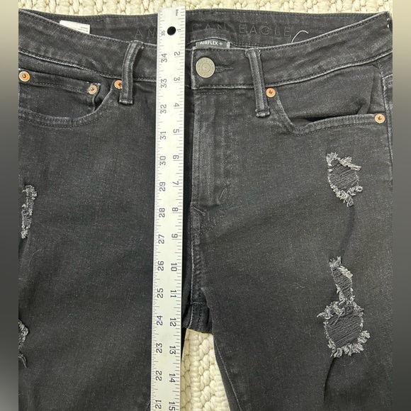 American Eagle Outfitters Black Ripped Skinny Jeans - Picture 3 of 11